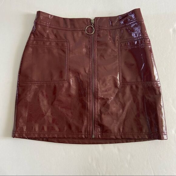 Wild Fable Faux Leather Y2K Red Front Zip Mini Skirt Size Small - Picture 1 of 8